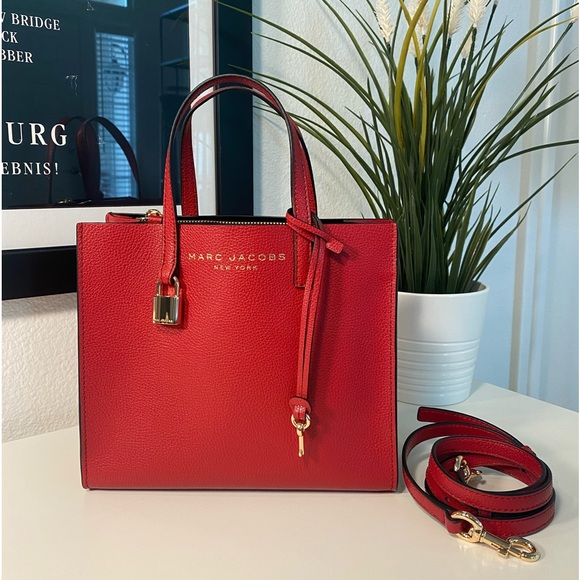 Marc Jacobs Handbags - NWT Marc Jacobs Red Mini Grind Coated Leather Tote Crossbody